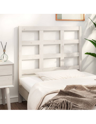 Testiera per Letto Bianca 95,5x4x100 cm Legno Massello di Pino