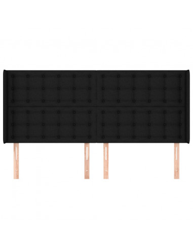 Testiera ad Orecchio Nera 163x16x118/128 cm in Tessuto