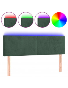 Testiera a LED Verde Scuro 144x5x78/88 cm in Velluto 2