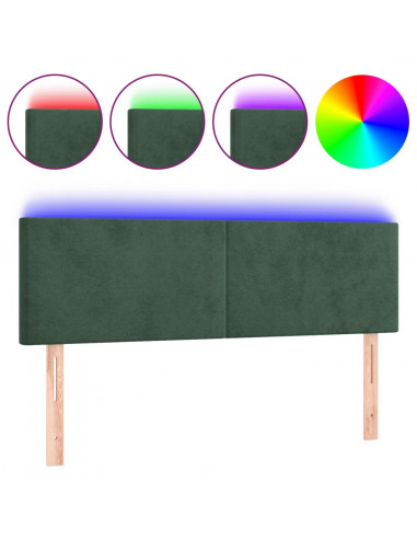 Testiera a LED Verde Scuro 144x5x78/88 cm in Velluto