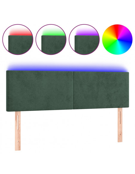 Testiera a LED Verde Scuro 144x5x78/88 cm in Velluto