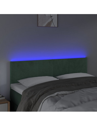 Testiera a LED Verde Scuro 144x5x78/88 cm in Velluto