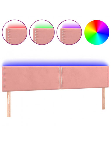 Testiera a LED Rosa 180x5x78/88 cm in Velluto