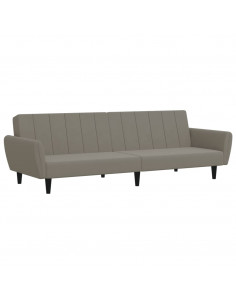 Divano Letto a 2 Posti Grigio Chiaro in Velluto 2