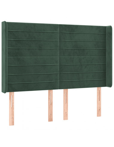 Testiera a LED Verde Scuro 147x16x118/128 cm in Velluto