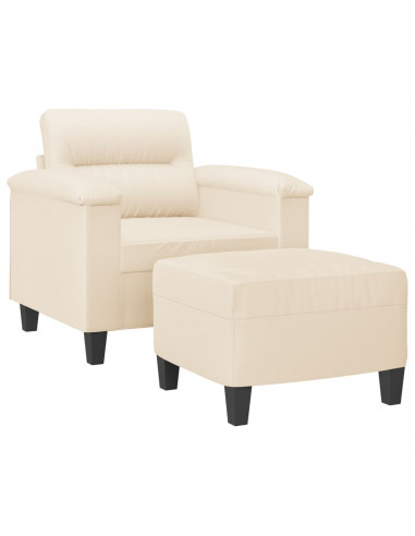 Poltrona con Poggiapiedi Beige 60 cm in Tessuto Microfibra