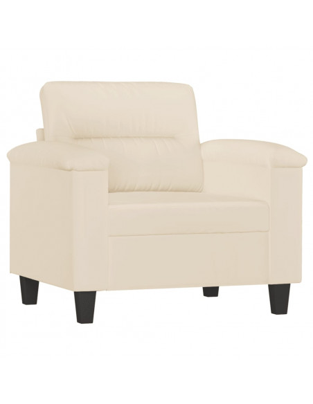 Poltrona con Poggiapiedi Beige 60 cm in Tessuto Microfibra