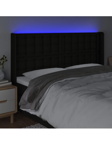 Testiera a LED Nera 163x16x118/128 cm in Tessuto