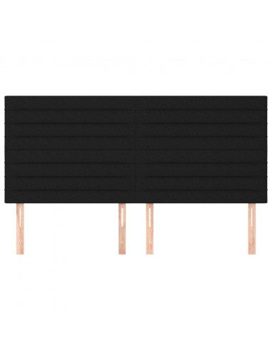 Testiera 4 pz Nera 80x5x78/88 cm in Tessuto