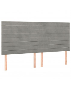 Testiera 4 pz Grigio Chiaro 90x5x78/88 cm in Velluto 2