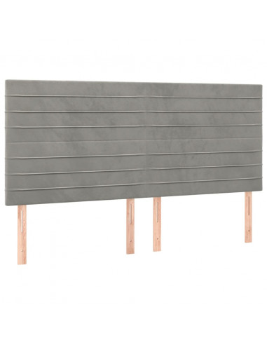 Testiera 4 pz Grigio Chiaro 90x5x78/88 cm in Velluto