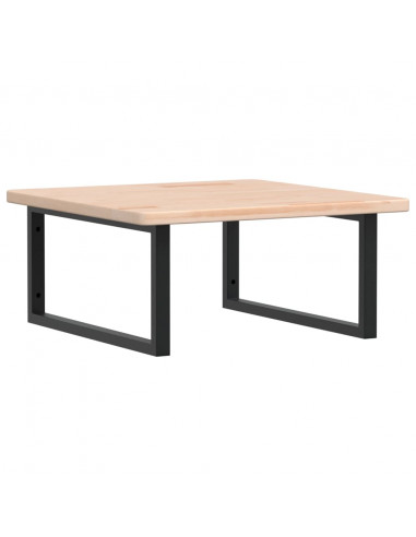 Ripiano a Parete per Lavabo in Acciaio e Massello di Rovere