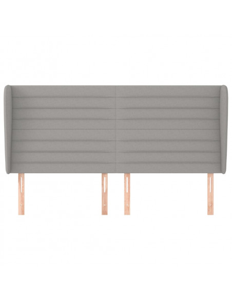 Testiera ad Orecchio Grigio Chiaro 163x23x118/128 cm in Tessuto