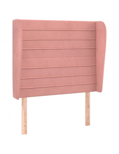 Testiera ad Orecchio Rosa 93x23x118/128 cm in Velluto