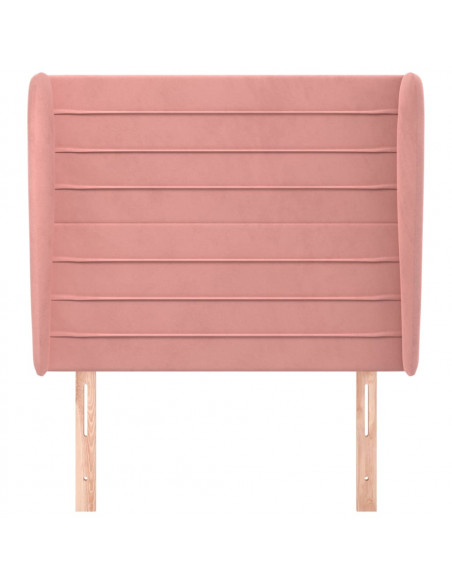 Testiera ad Orecchio Rosa 93x23x118/128 cm in Velluto