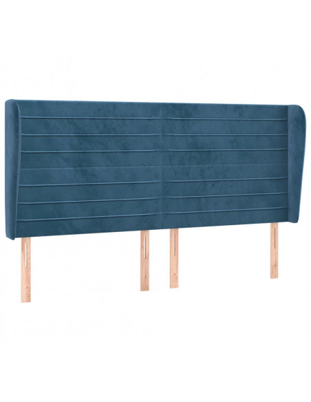 Testiera ad Orecchio Blu Scuro 163x23x118/128 cm in Velluto