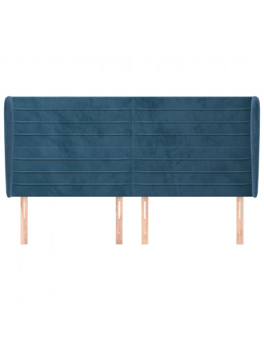 Testiera ad Orecchio Blu Scuro 163x23x118/128 cm in Velluto