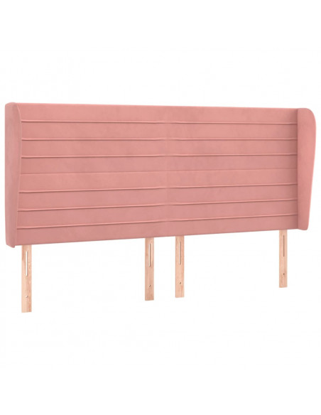 Testiera ad Orecchio Rosa 183x23x118/128 cm in Velluto