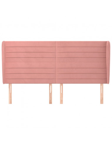 Testiera ad Orecchio Rosa 183x23x118/128 cm in Velluto