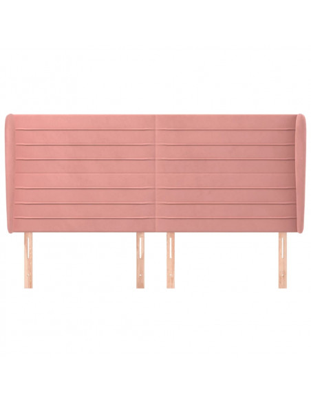 Testiera ad Orecchio Rosa 183x23x118/128 cm in Velluto