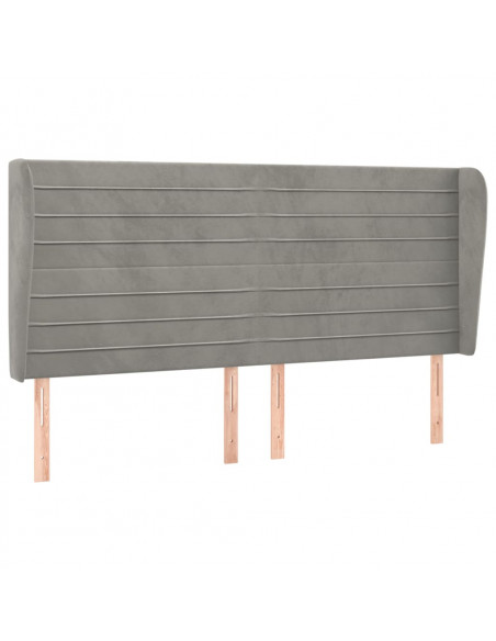 Testiera ad Orecchio Grigio Chiaro 183x23x118/128 cm in Velluto