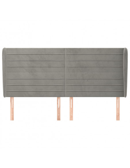 Testiera ad Orecchio Grigio Chiaro 183x23x118/128 cm in Velluto