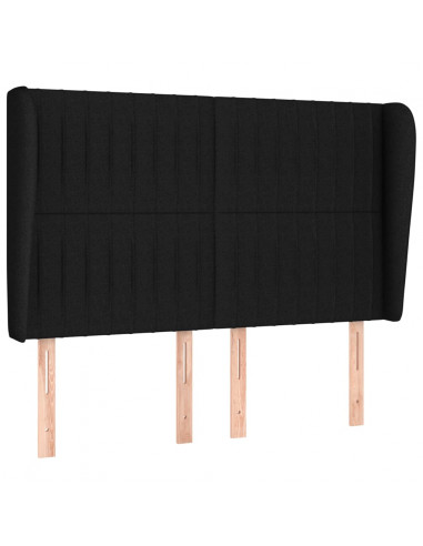 Testiera ad Orecchio Nera 147 x 23 x 118/128 cm in Tessuto