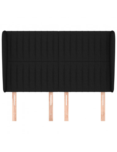 Testiera ad Orecchio Nera 147 x 23 x 118/128 cm in Tessuto