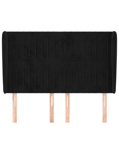 Testiera ad Orecchio Nera 147 x 23 x 118/128 cm in Velluto