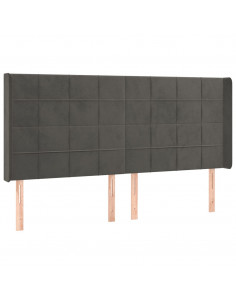 Testiera ad Orecchio GrigioScuro 163x16x118/128cm in Velluto 2