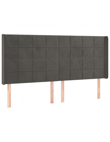 Testiera ad Orecchio GrigioScuro 163x16x118/128cm in Velluto