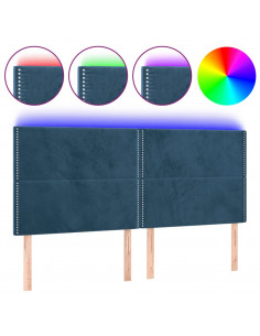 Testiera a LED Blu Scuro 180x5x118/128 cm in Velluto 2