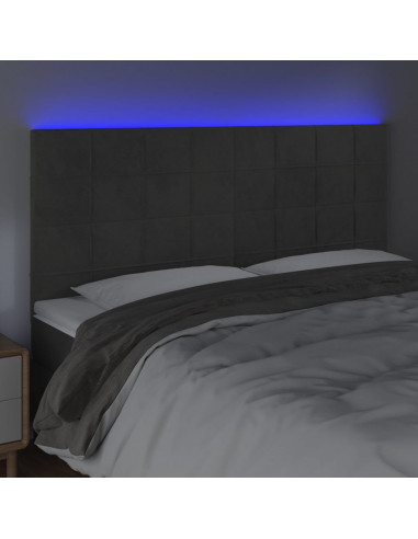 Testiera a LED GrigioScuro 160x5x118/128cm in Velluto