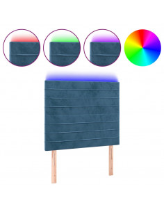 Testiera a LED Blu Scuro 90x5x118/128 cm in Velluto 2