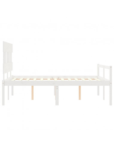 Letto per Anziani con Testiera Bianco 140x190 cm Legno Massello
