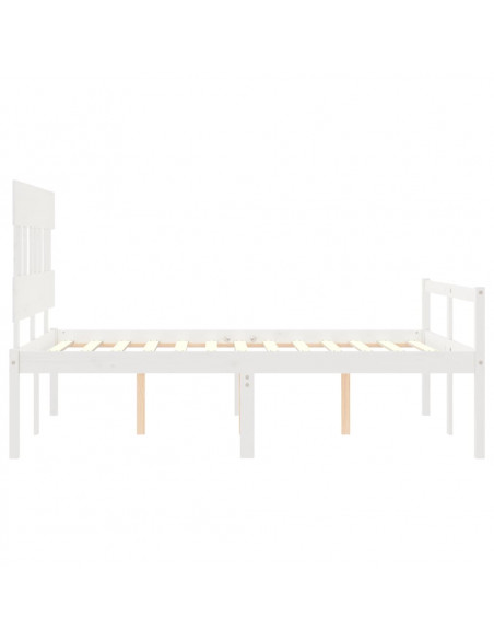 Letto per Anziani con Testiera Bianco 140x190 cm Legno Massello