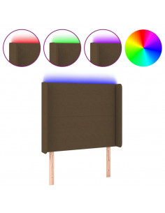 Testiera a LED Marrone Scuro 93x16x118/128 cm in Tessuto 2