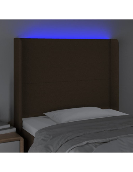 Testiera a LED Marrone Scuro 93x16x118/128 cm in Tessuto