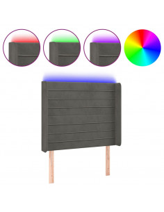 Testiera a LED Grigio Scuro 83x16x118/128 cm in Velluto 2