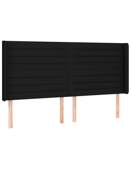 Testiera a LED Nera 183x16x118/128 cm in Tessuto