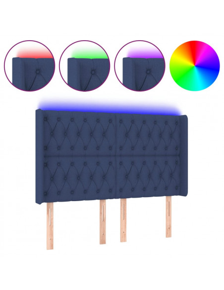 Testiera a LED Blu 147x16x118/128 cm in Tessuto