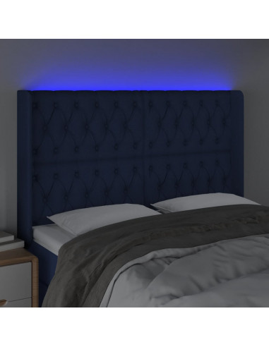 Testiera a LED Blu 147x16x118/128 cm in Tessuto