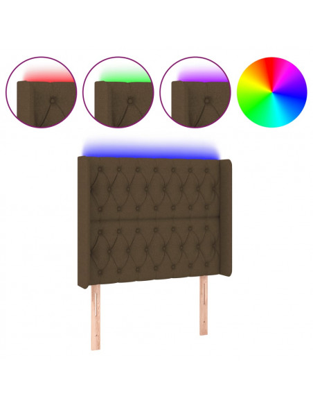 Testiera a LED Marrone Scuro 93x16x118/128 cm in Tessuto