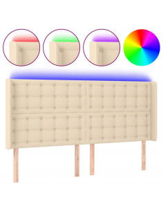 Testiera a LED Crema 203x23x118/128 cm in Tessuto 2