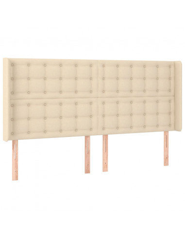 Testiera a LED Crema 203x23x118/128 cm in Tessuto