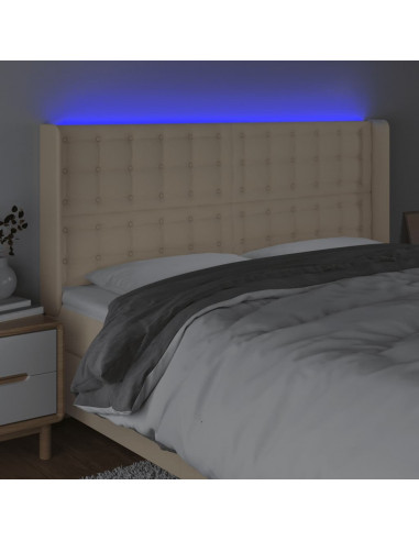 Testiera a LED Crema 203x23x118/128 cm in Tessuto