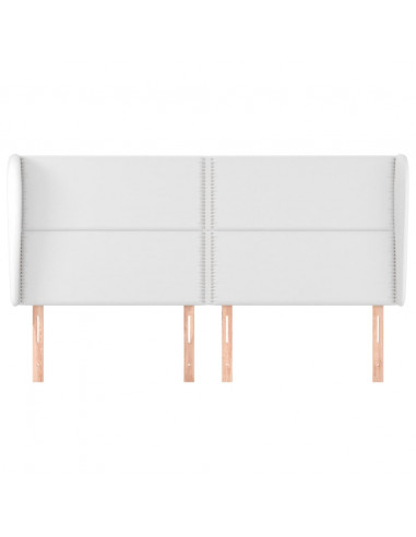 Testiera ad Orecchio Bianca 183x23x118/128 cm in Similpelle