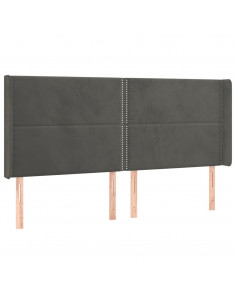 Testiera ad Orecchio GrigioScuro 183x16x118/128 cm in Velluto 2