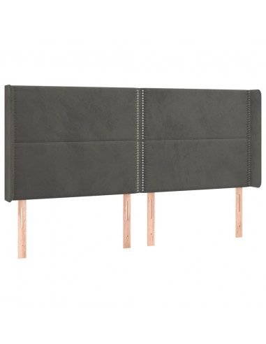 Testiera ad Orecchio GrigioScuro 183x16x118/128 cm in Velluto