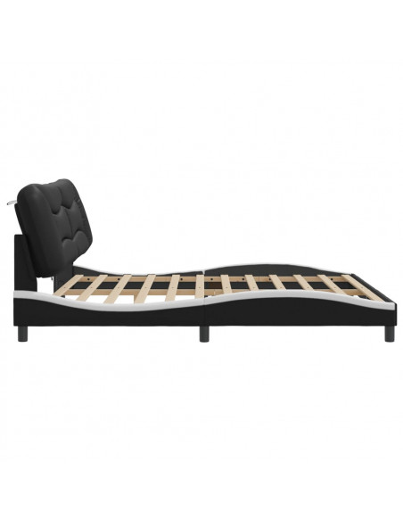 Giroletto con Luci LED Nero e Bianco 200x200 cm in Similpelle